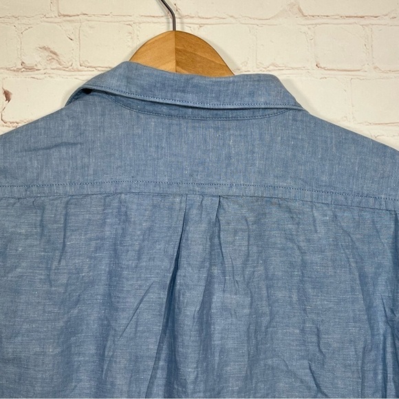Boden Linen Polo Shirt Mens Large Blue Button Collared Regular Fit Summer - Picture 8 of 10